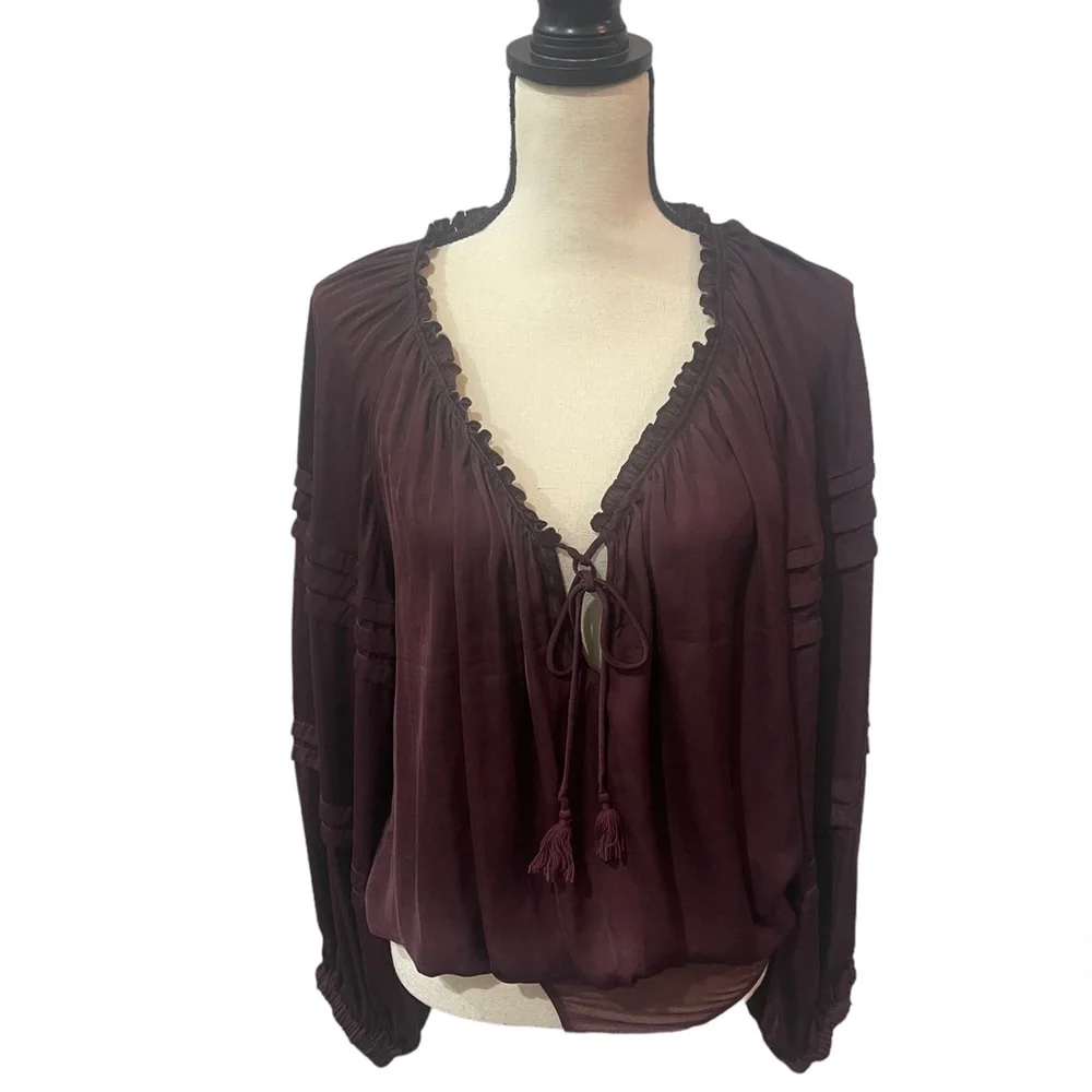 Intimately Free People All Tucks Bodysuit Women’s Medium Peasant Sleeve Boho